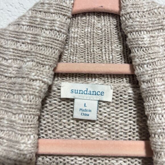 Sundance Floral Embroidered Linen Blend Open Cardigan Sweater Large Boho Cottage - Picture 4 of 7